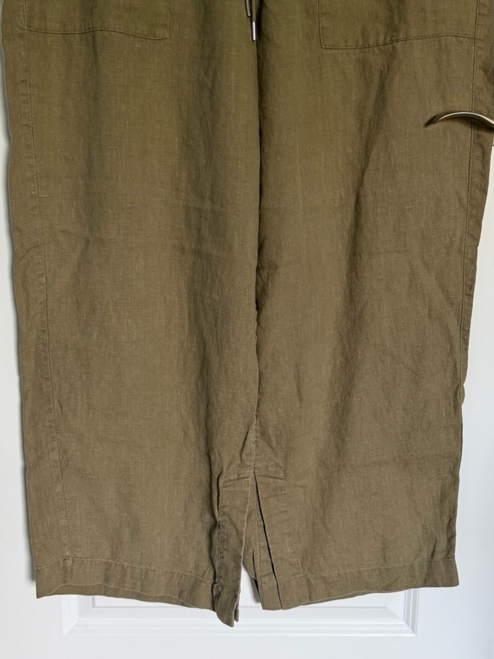 Athleta Olive Green Retreat Linen High Rise Wide Leg Pants Size 1X 54844 - Picture 5 of 12